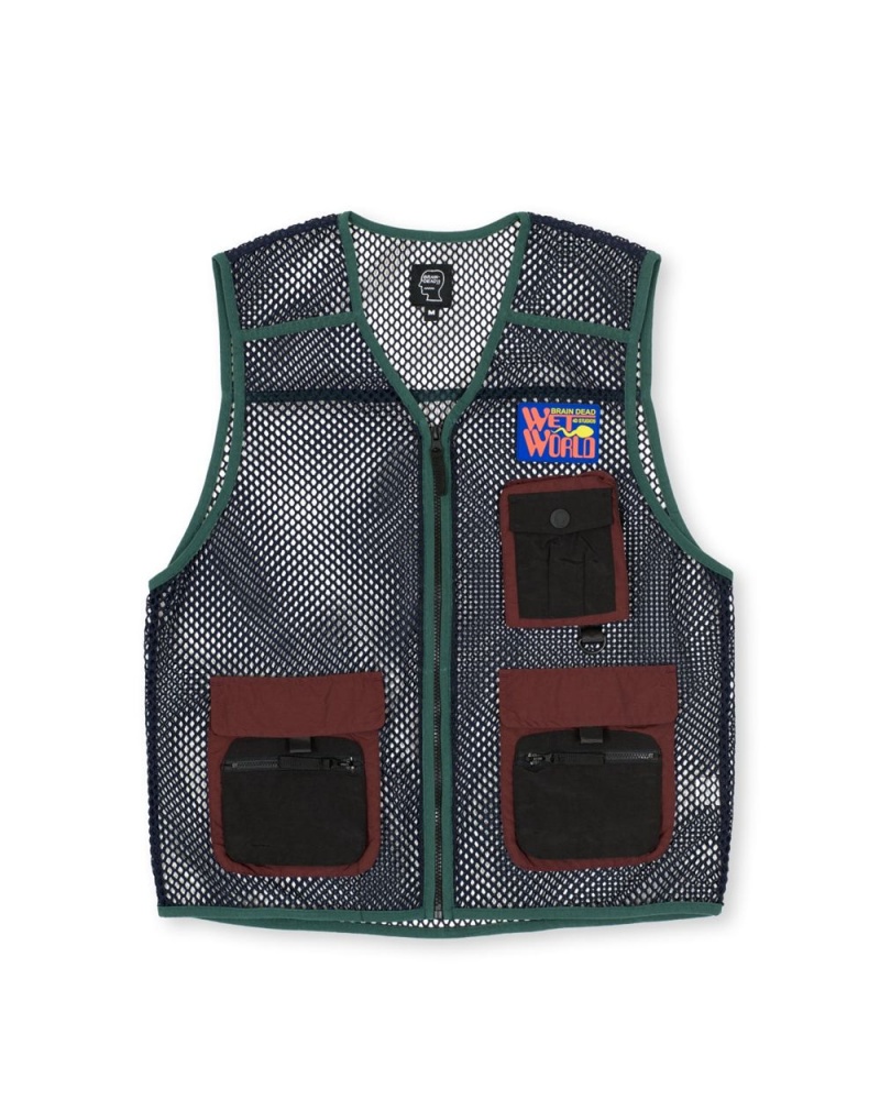 Navy Brain Dead Mesh Fisherman Vest | AU 5924376-KB