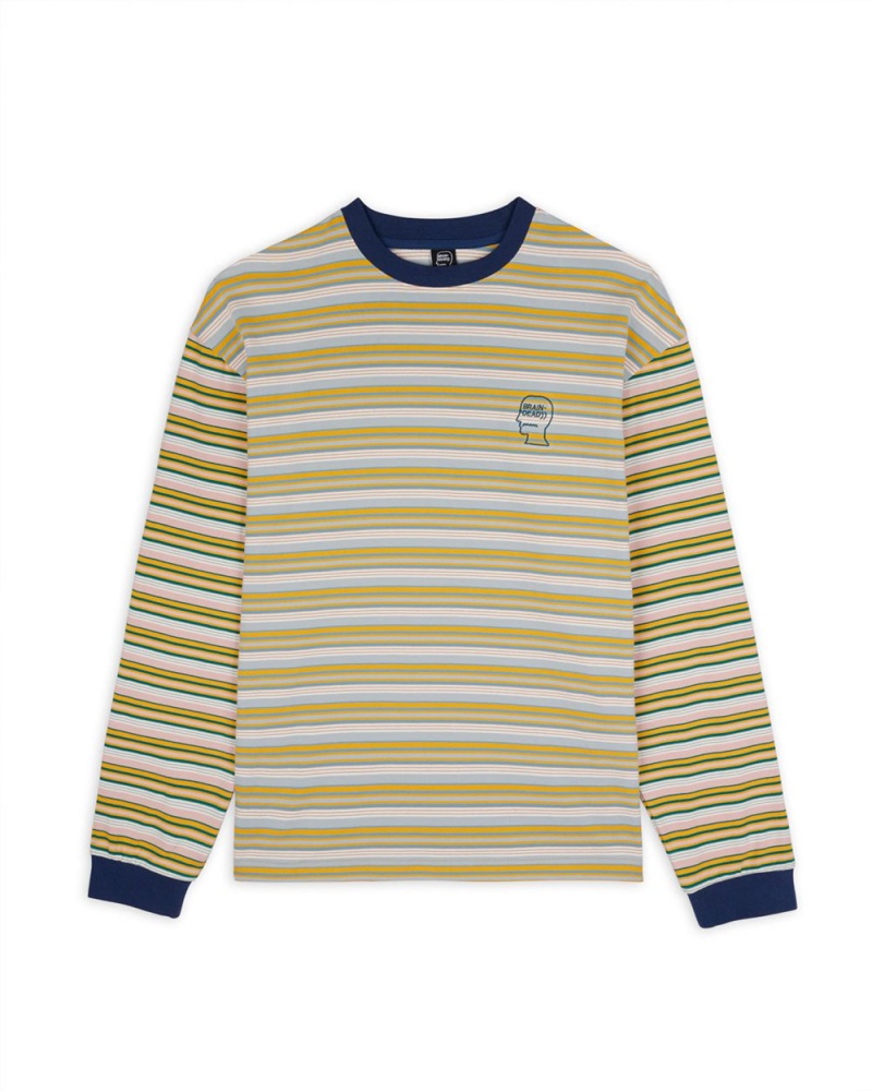 Navy Brain Dead Nineties Blocked Striped Long Sleeve T-Shirt | AU 7062891-XZ