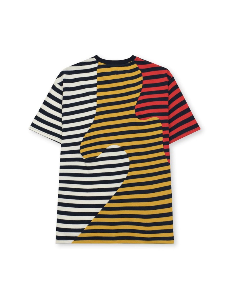 Navy Brain Dead Organic Paneled Stripe T-Shirt | AU 0761438-LT