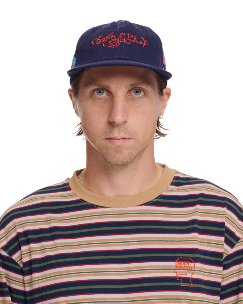 Navy Brain Dead River 6 Panel Cap | AU 4617208-BW