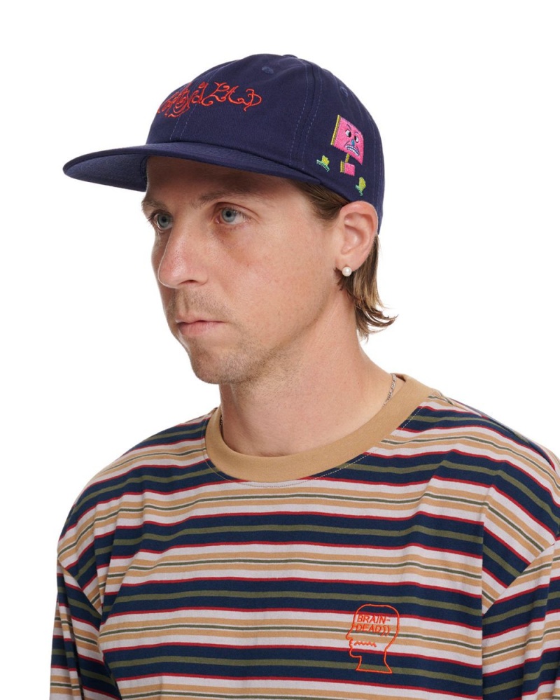 Navy Brain Dead River 6 Panel Cap | AU 4617208-BW