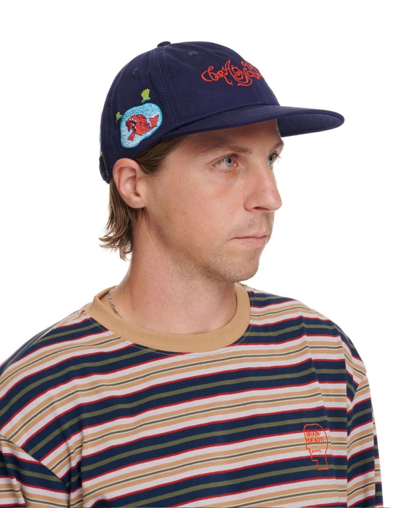 Navy Brain Dead River 6 Panel Cap | AU 4617208-BW