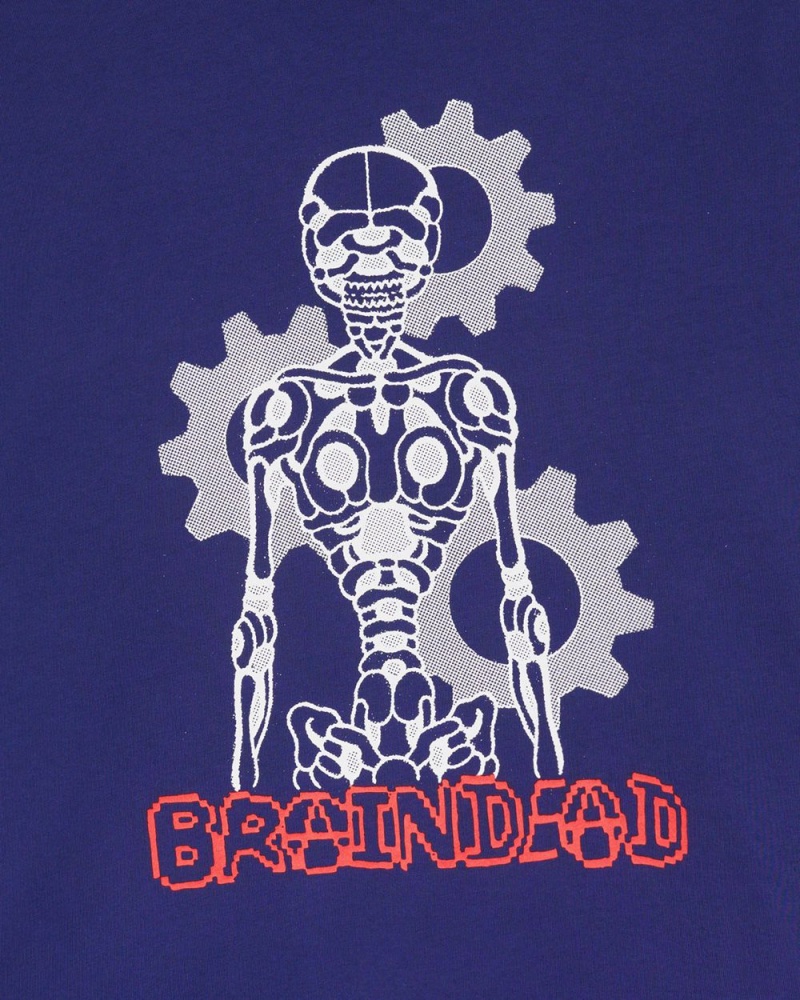 Navy Brain Dead Skeletal Gear Long Sleeve T-Shirt | AU 9243186-LS