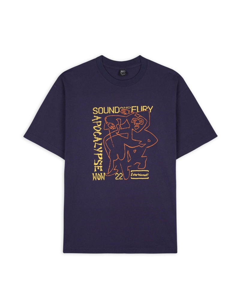 Navy Brain Dead Sound & Fury Lineup T-Shirt | AU 1852730-WQ