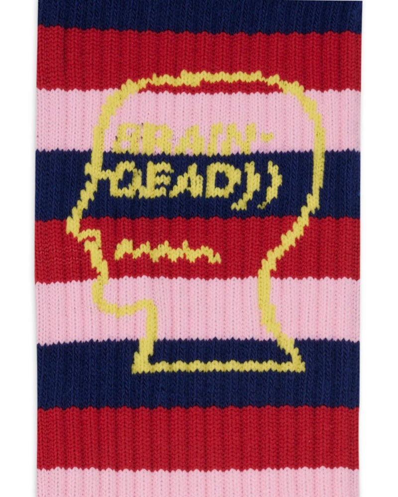 Navy Brain Dead Striped Logo Head Socks | AU 0549276-ZC