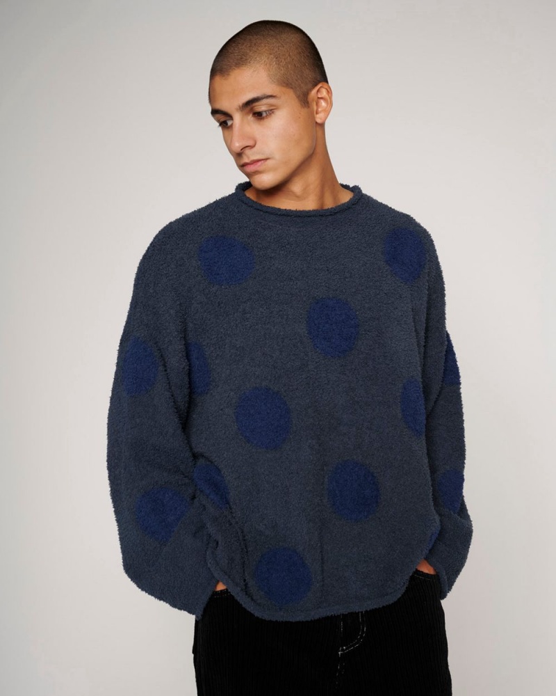 Navy Brain Dead Teddy Fur Dot Knit Sweater | AU 0847631-UM