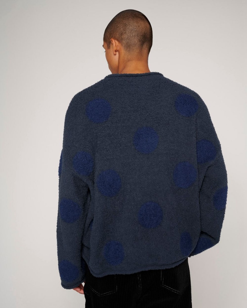 Navy Brain Dead Teddy Fur Dot Knit Sweater | AU 0847631-UM