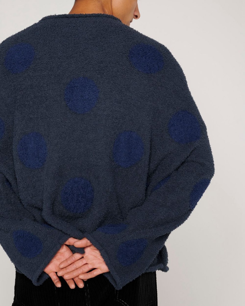 Navy Brain Dead Teddy Fur Dot Knit Sweater | AU 0847631-UM