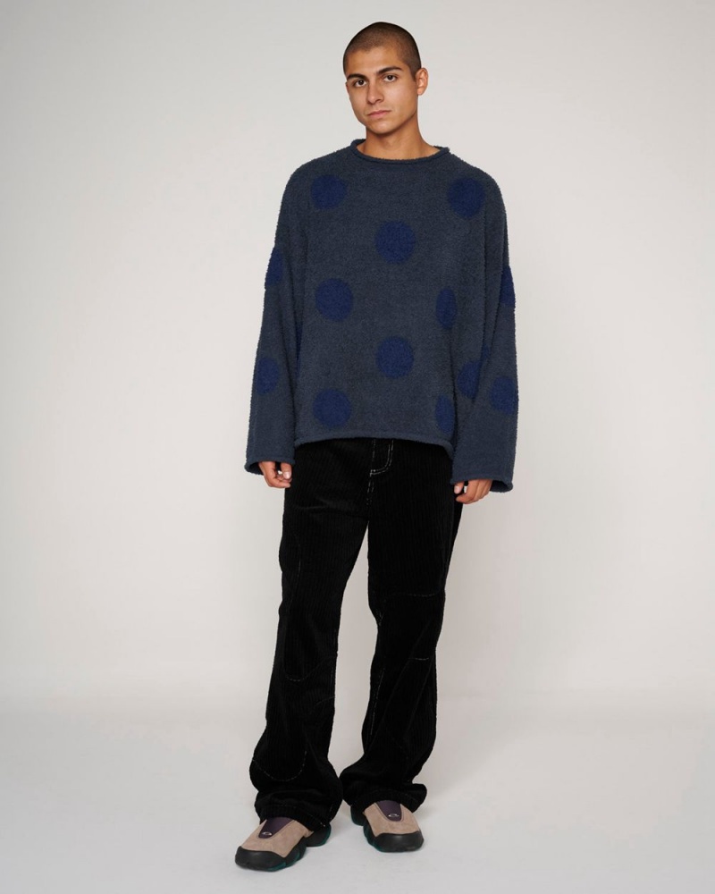 Navy Brain Dead Teddy Fur Dot Knit Sweater | AU 0847631-UM