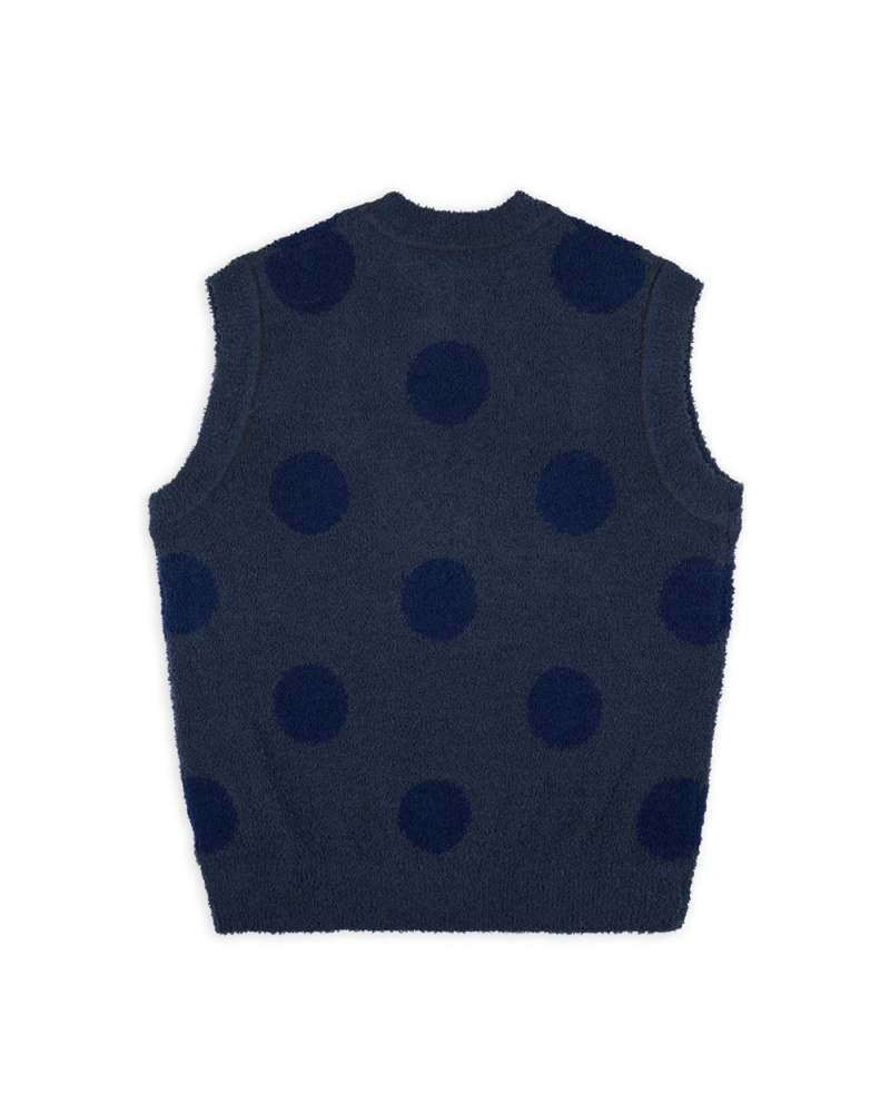 Navy Brain Dead Teddy Fur Dot Knit Vest | AU 2491573-FX