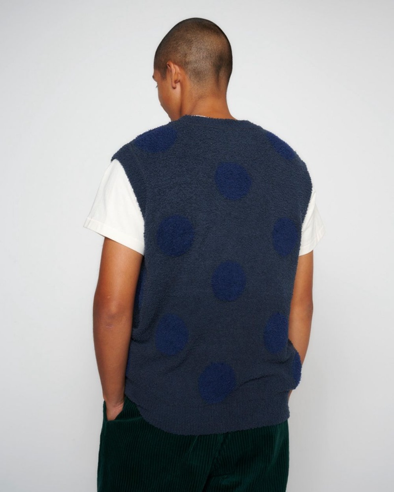 Navy Brain Dead Teddy Fur Dot Knit Vest | AU 2491573-FX