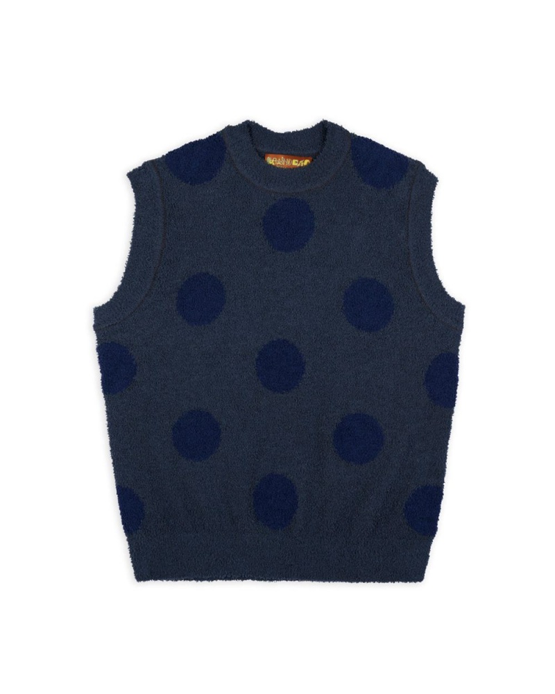 Navy Brain Dead Teddy Fur Dot Knit Vest | AU 2491573-FX