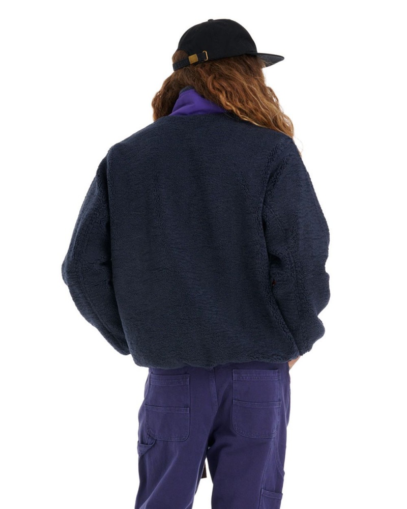 Navy Brain Dead Teddy Sherpa Half Zip Jacket | AU 2469138-JX