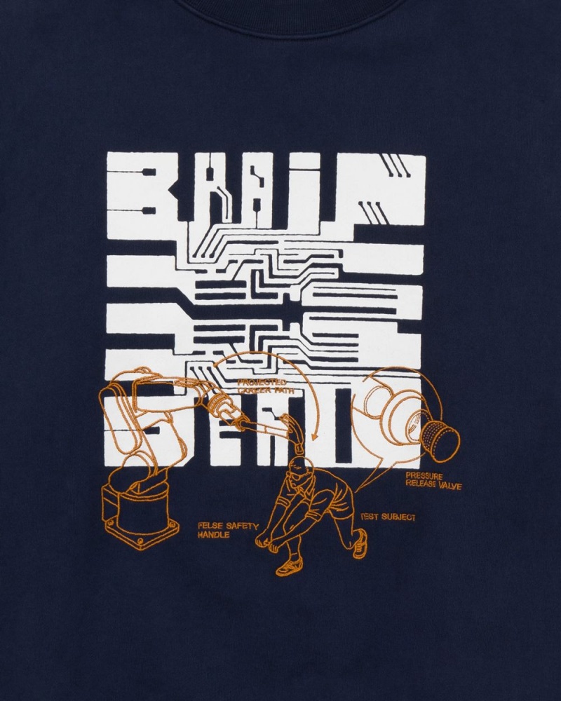 Navy Brain Dead Tutorials Crewneck Sweatshirt | AU 8634125-SB