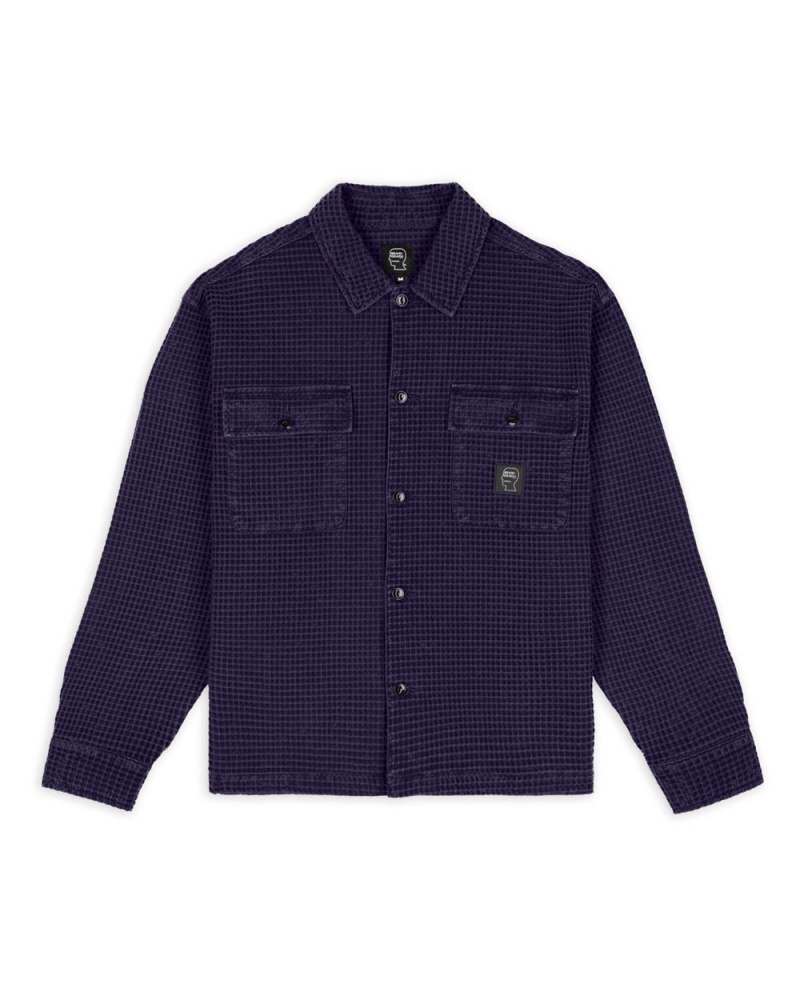 Navy Brain Dead Waffle Button Front Shirt | AU 6328571-ZY