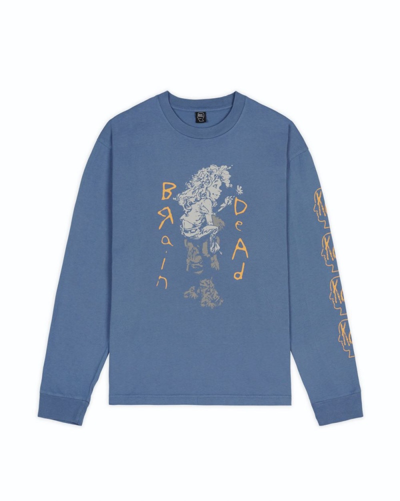 Navy Brain Dead X Korn Flower Pickers Long Sleeve T-Shirt | AU 4298015-HD