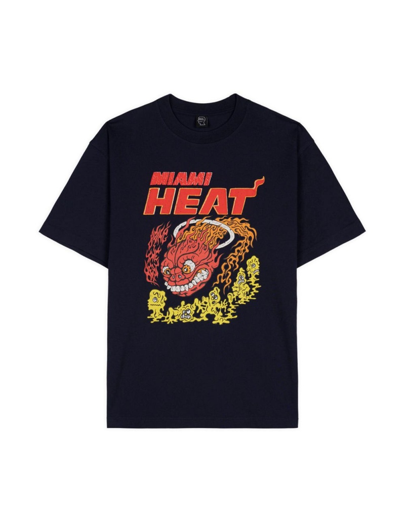 Navy Brain Dead X NBA Miami Heat T-Shirt | AU 0842951-PI