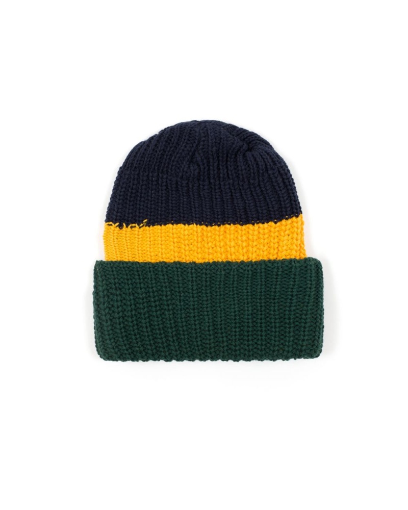 Navy Gold Brain Dead Logo Head Marl Beanie | AU 8570613-QD