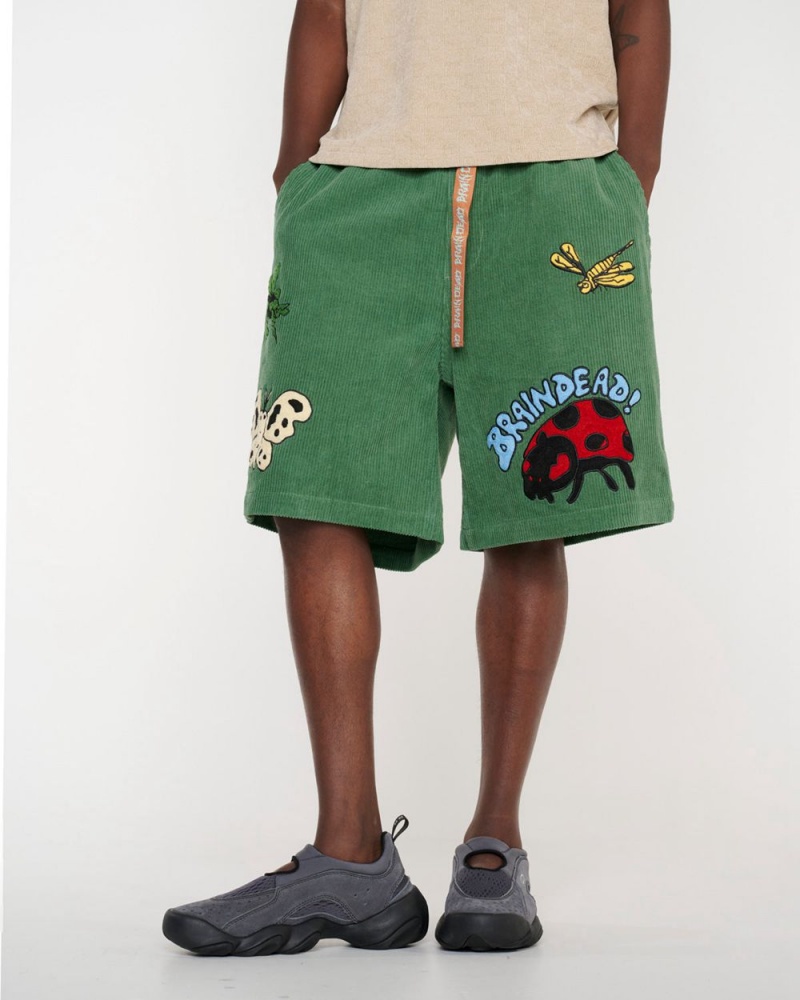 Olive Brain Dead Buggin' Out Baggy Climber Shorts | AU 1842653-TH