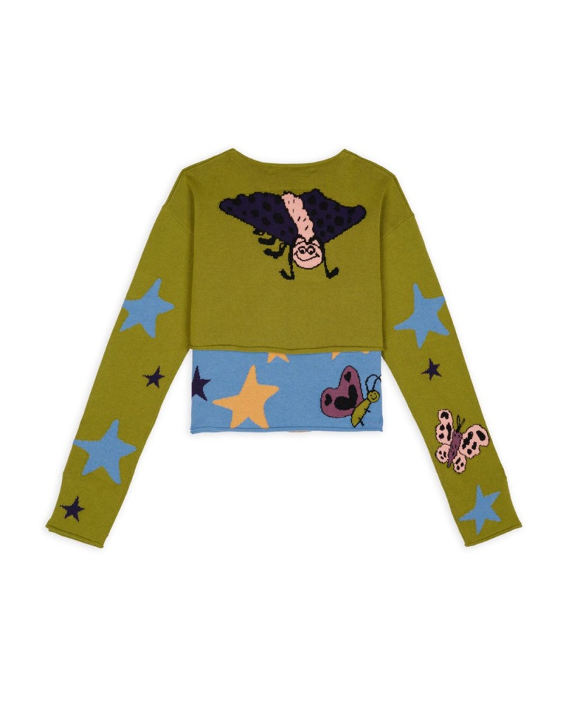 Olive Brain Dead Buggin' Out Neppy Bolero Sleeve & Top Set Cardigan | AU 5987261-HI