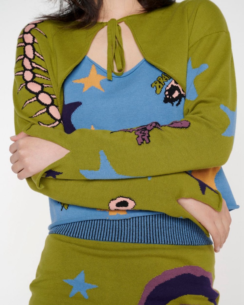 Olive Brain Dead Buggin' Out Neppy Bolero Sleeve & Top Set Cardigan | AU 5987261-HI