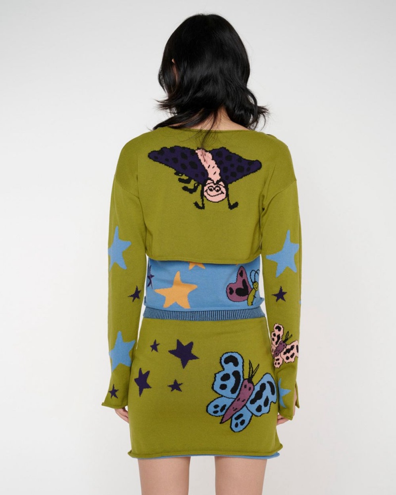 Olive Brain Dead Buggin' Out Neppy Bolero Sleeve & Top Set Cardigan | AU 5987261-HI