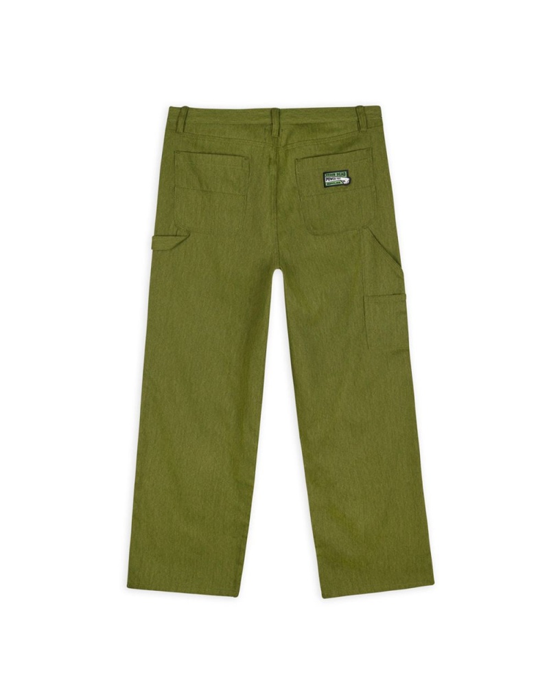 Olive Brain Dead Bull Denim Double Knee Utility Pant | AU 4356807-UP