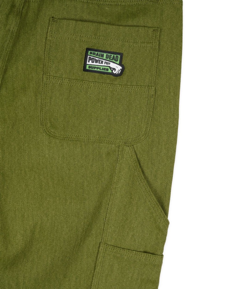 Olive Brain Dead Bull Denim Double Knee Utility Pant | AU 4356807-UP