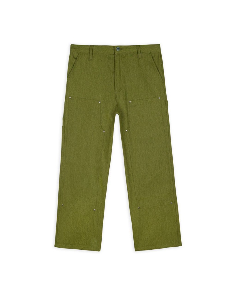 Olive Brain Dead Bull Denim Double Knee Utility Pant | AU 4356807-UP