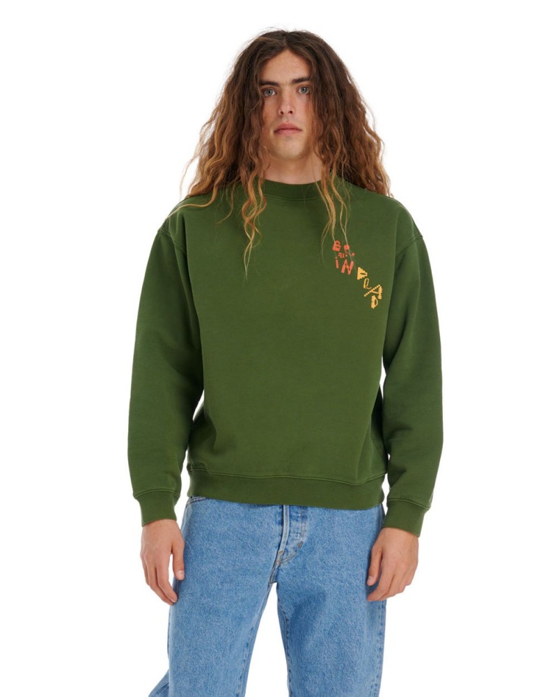 Olive Brain Dead Et Crewneck Sweatshirt | AU 5918643-BQ