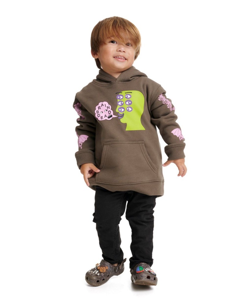 Olive Brain Dead Eye See You Kids Sweatshirt Hoodie | AU 2478931-KF