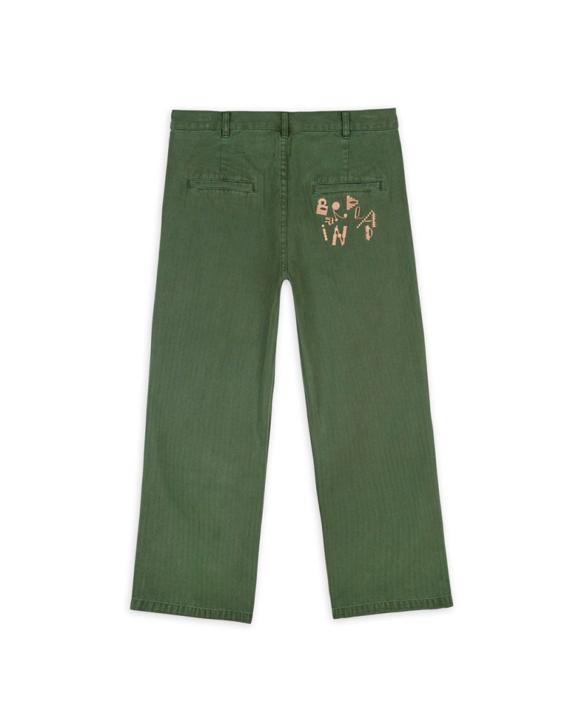 Olive Brain Dead Gastro Pigment Dyed Herringbone Pant | AU 4327809-XJ