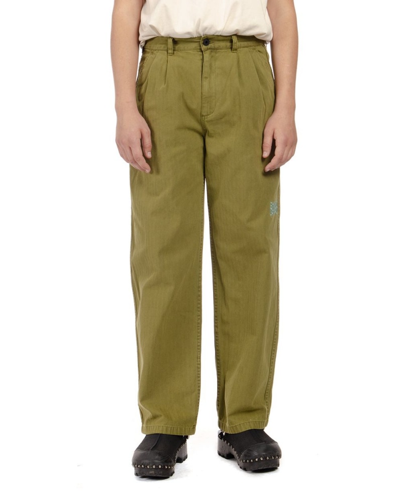 Olive Brain Dead Livewire Pigment Dyed Herringbone Pant | AU 3697021-YC