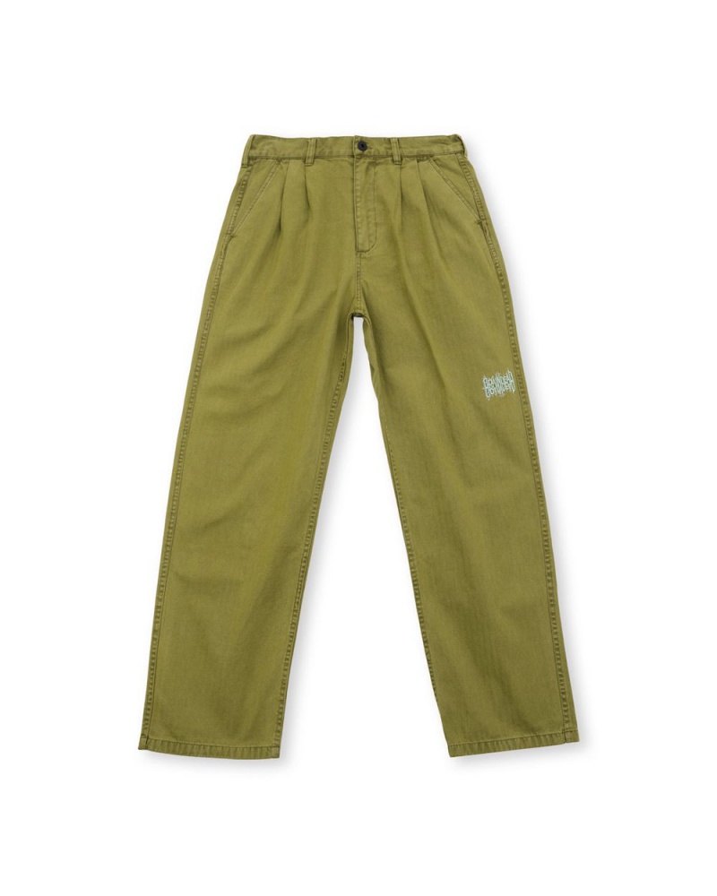 Olive Brain Dead Livewire Pigment Dyed Herringbone Pant | AU 3697021-YC