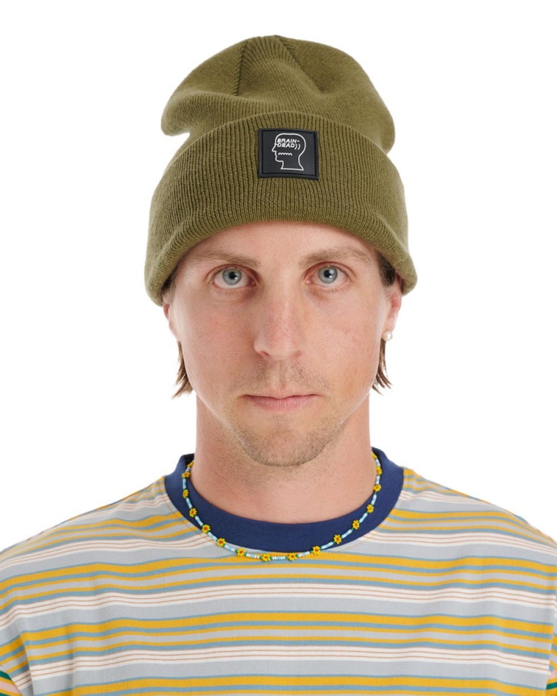 Olive Brain Dead Logo Head Wool Beanie | AU 3945270-KP