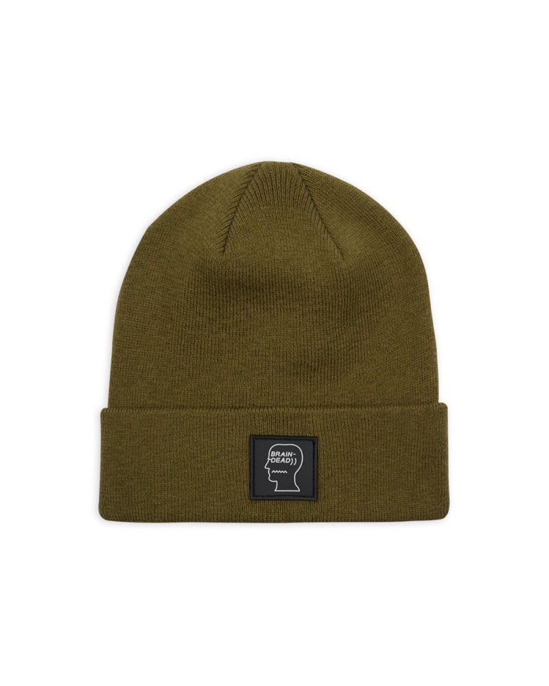 Olive Brain Dead Logo Head Wool Beanie | AU 3945270-KP