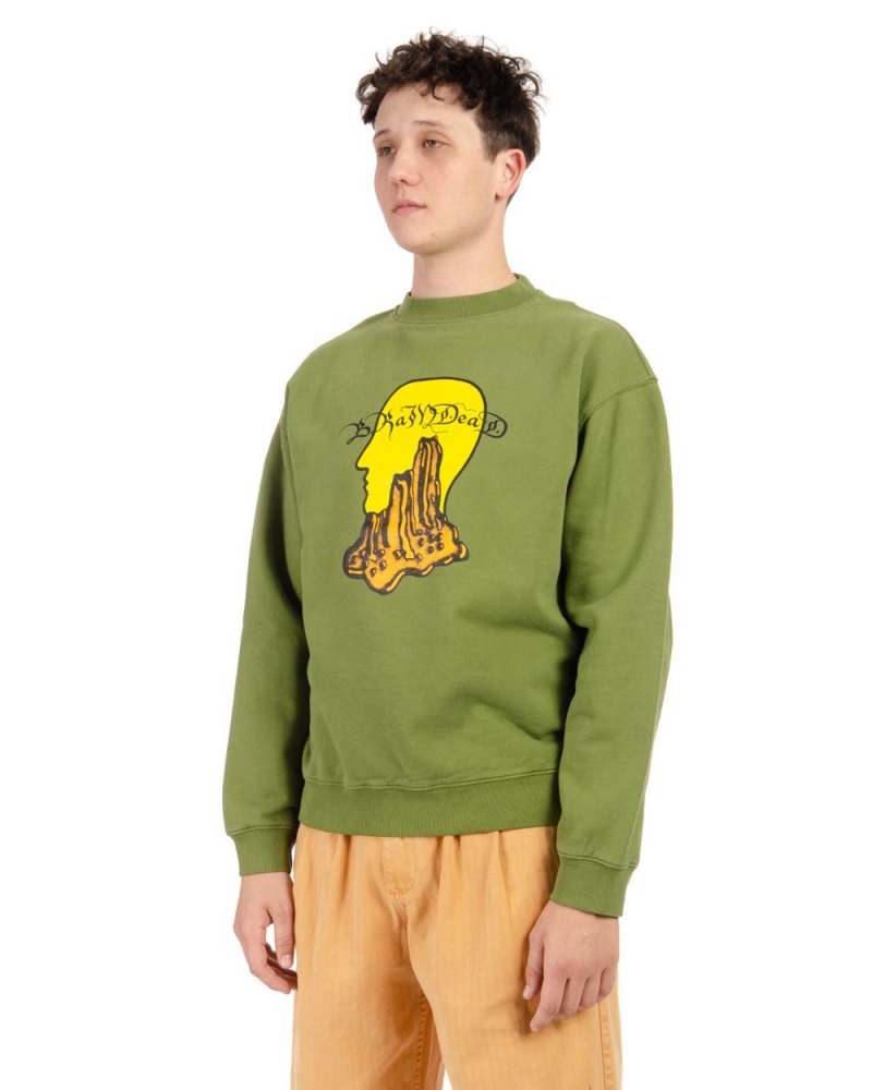 Olive Brain Dead Mount Slime Crewneck Sweatshirt | AU 7329081-KL