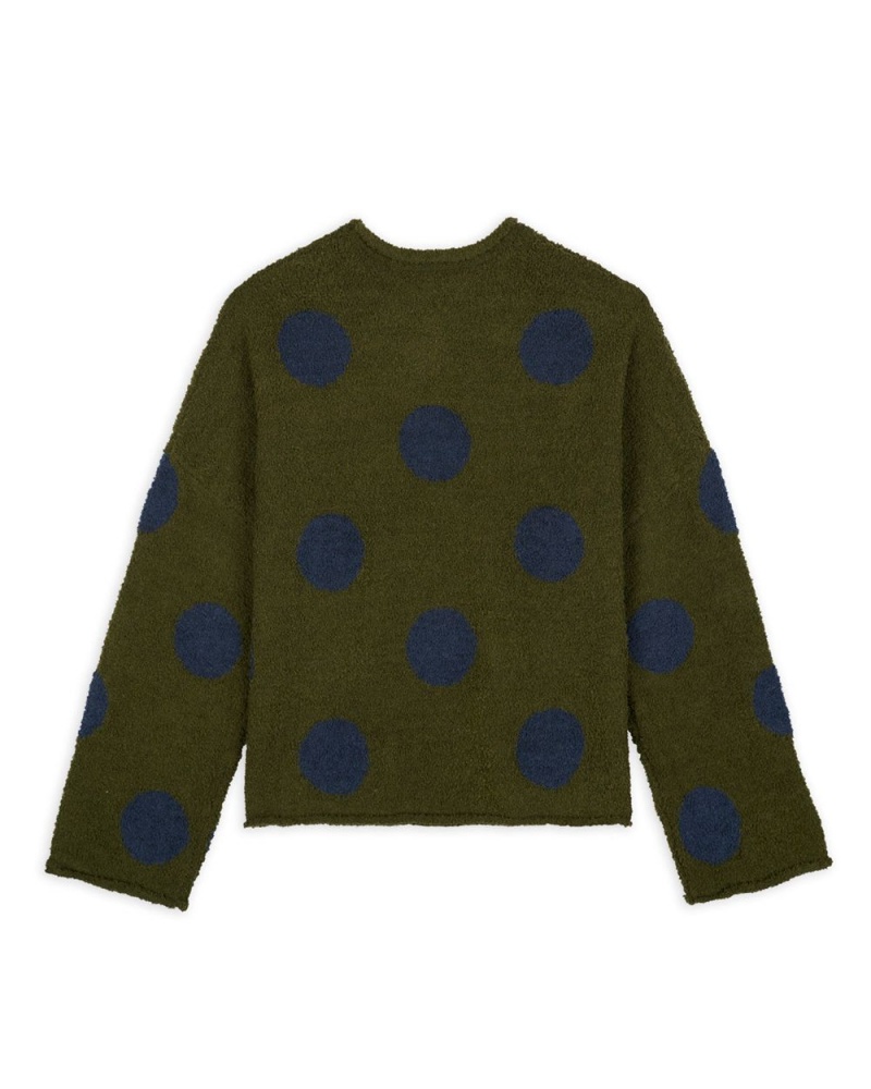 Olive Brain Dead Teddy Fur Dot Knit Sweater | AU 0785462-IC