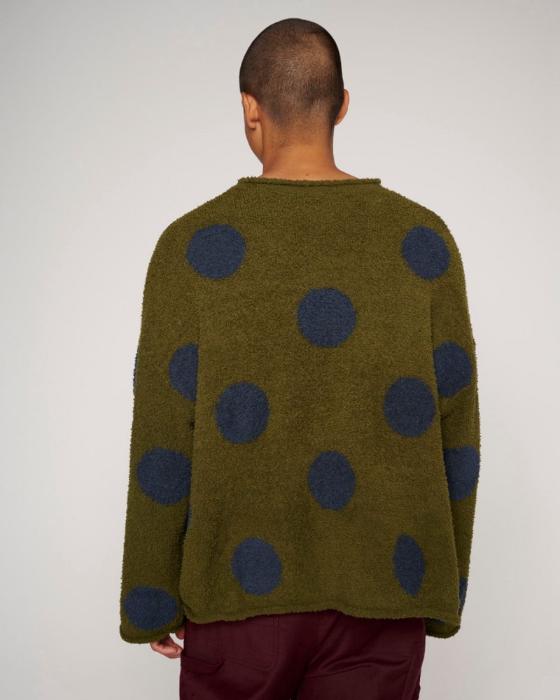 Olive Brain Dead Teddy Fur Dot Knit Sweater | AU 0785462-IC