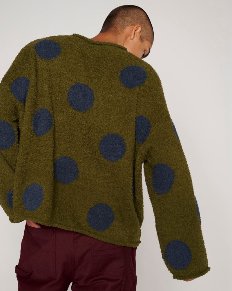 Olive Brain Dead Teddy Fur Dot Knit Sweater | AU 0785462-IC