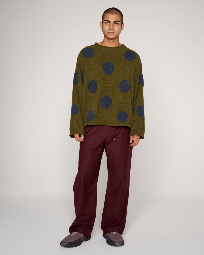 Olive Brain Dead Teddy Fur Dot Knit Sweater | AU 0785462-IC