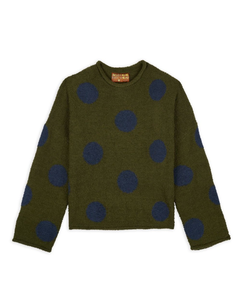 Olive Brain Dead Teddy Fur Dot Knit Sweater | AU 0785462-IC