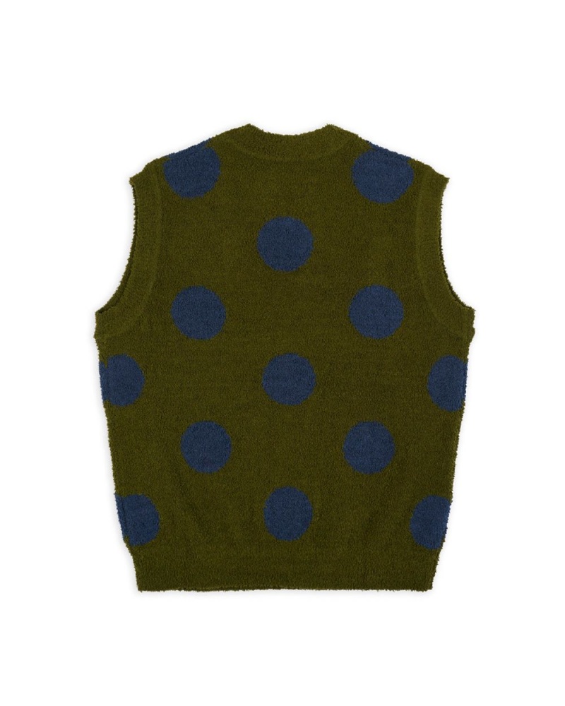 Olive Brain Dead Teddy Fur Dot Knit Vest | AU 5297613-YW