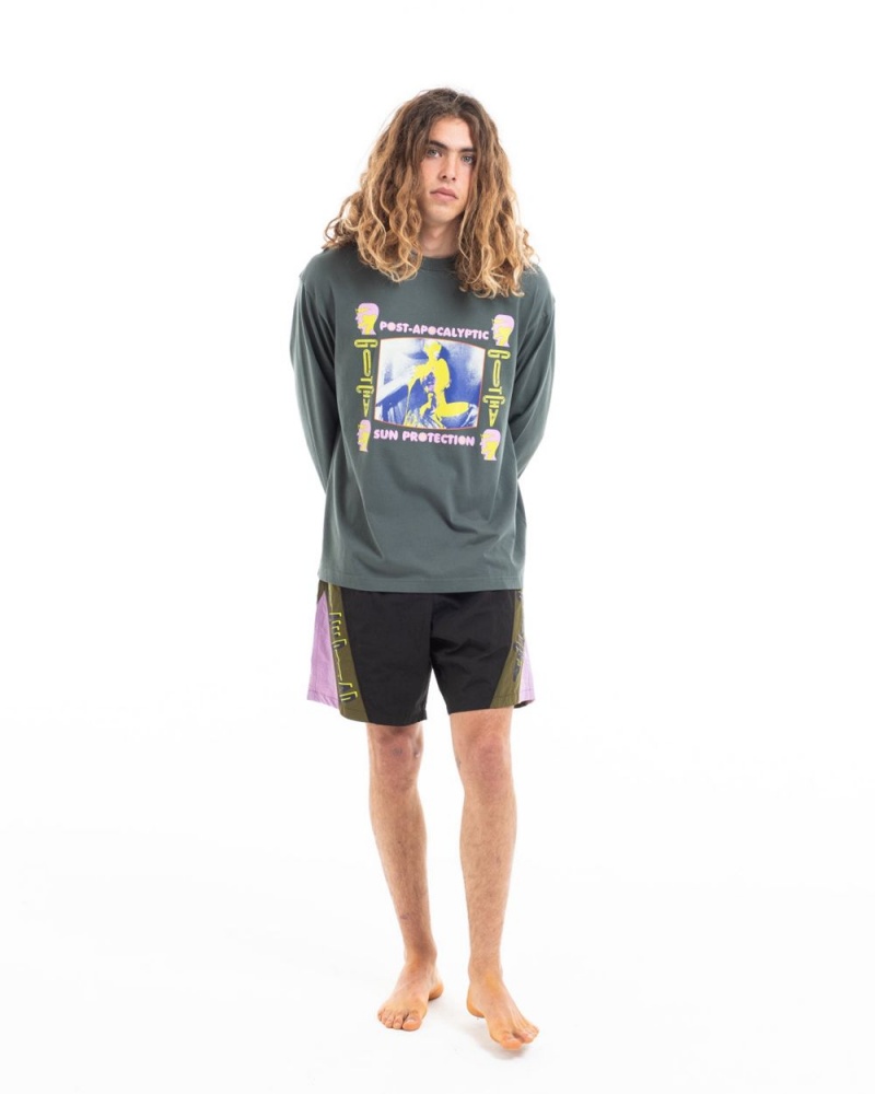 Olive Brain Dead X Gotcha Sun Protection Long Sleeve T-Shirt | AU 0583492-FE