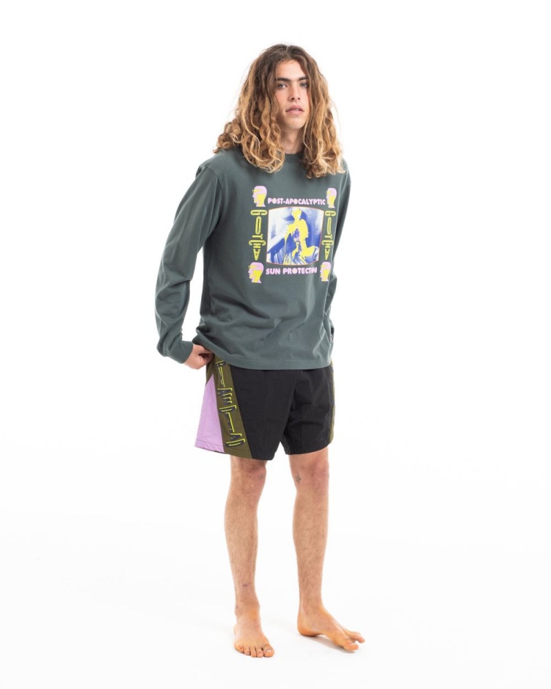 Olive Brain Dead X Gotcha Sun Protection Long Sleeve T-Shirt | AU 0583492-FE