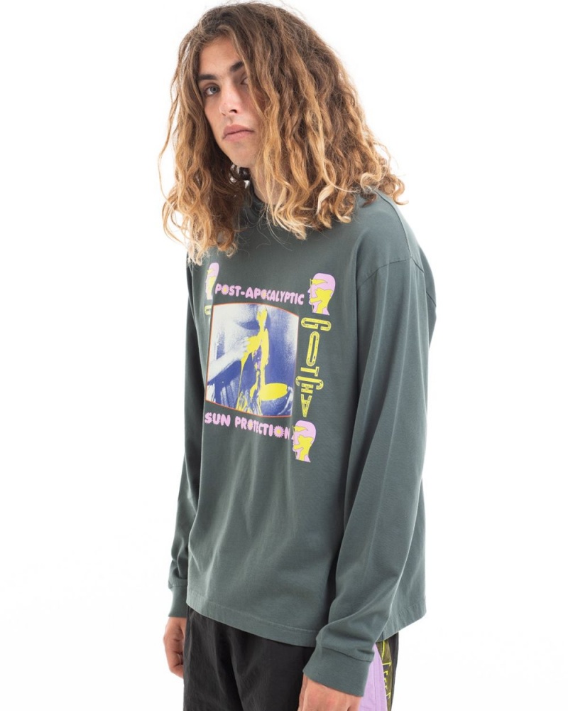 Olive Brain Dead X Gotcha Sun Protection Long Sleeve T-Shirt | AU 0583492-FE