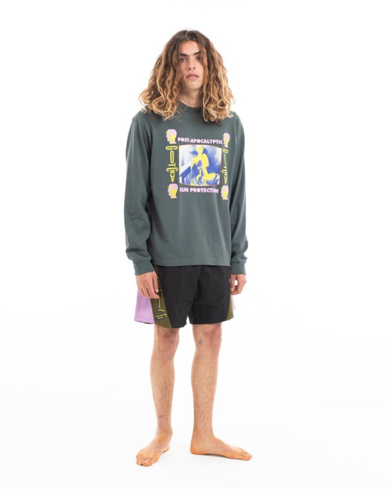 Olive Brain Dead X Gotcha Sun Protection Long Sleeve T-Shirt | AU 0583492-FE