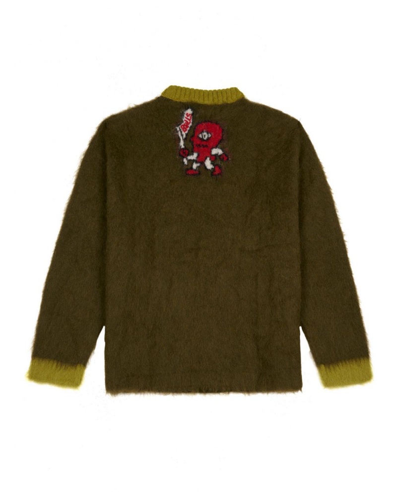 Olive Brain Dead X NBA Chicago Bulls Alpaca Sweater | AU 6583201-NT