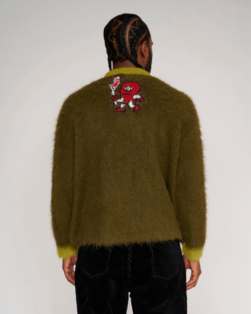 Olive Brain Dead X NBA Chicago Bulls Alpaca Sweater | AU 6583201-NT