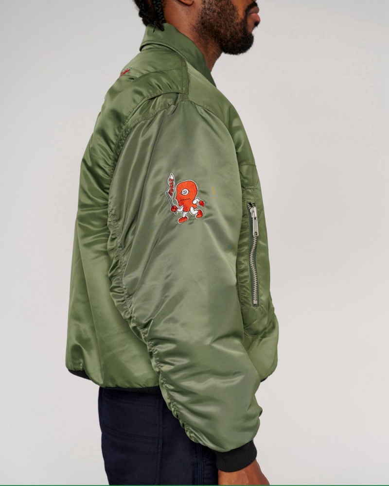 Olive Brain Dead X NBA Chicago Bulls Flight Jacket | AU 8234961-AH